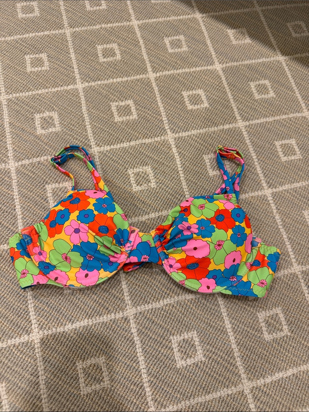 Vibrant Floral Bikini Top - Multicolor Flower Print
